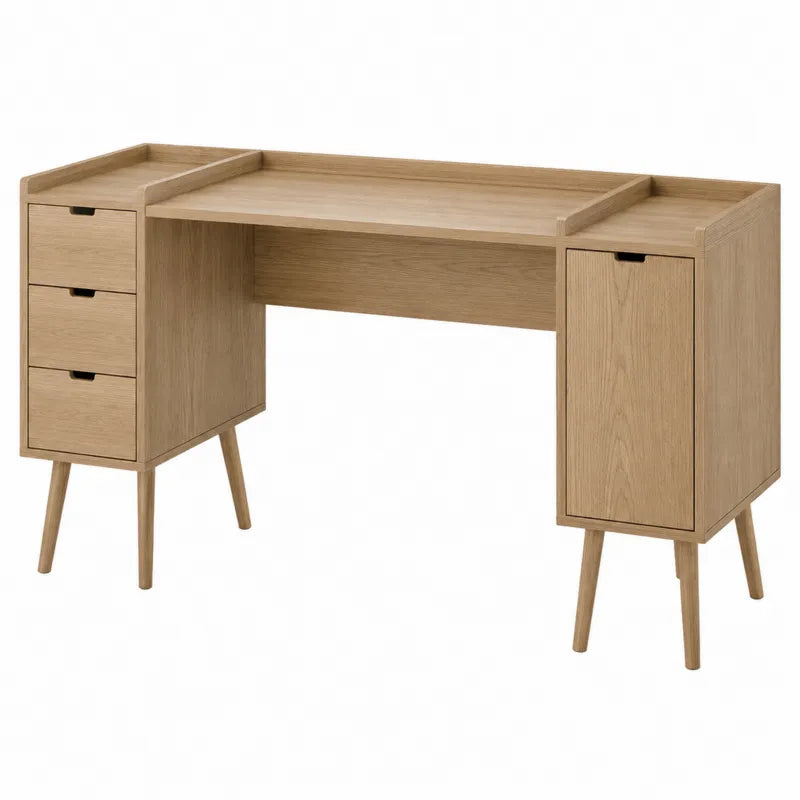 Dębowe biurko z szufladami i szafką 120cm