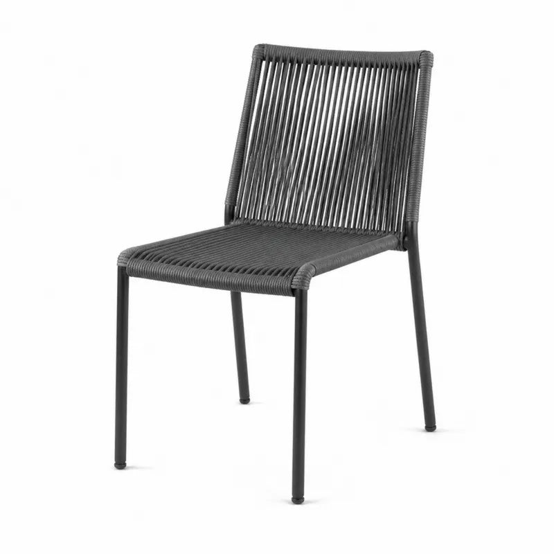Krzesło ogrodowe z polipropylenowego sznurka i metalu czarne 45x55x85 cm