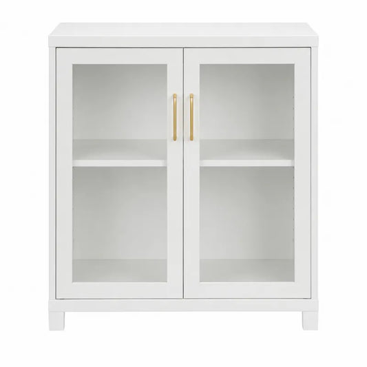 Szafka z drzwiami szklanymi MDF biała 75x40x90 cm