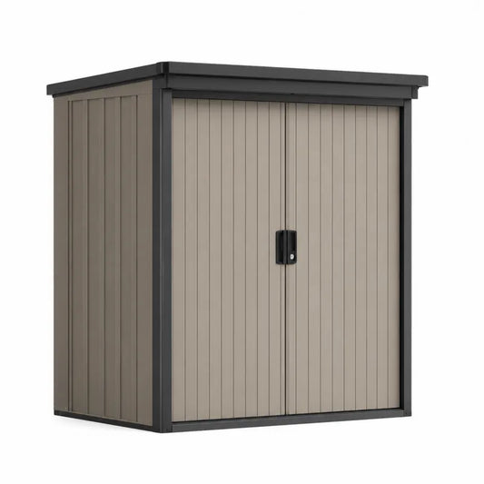 Szopa ogrodowa z metalu i polipropylenu brązowa 200x100x210 cm