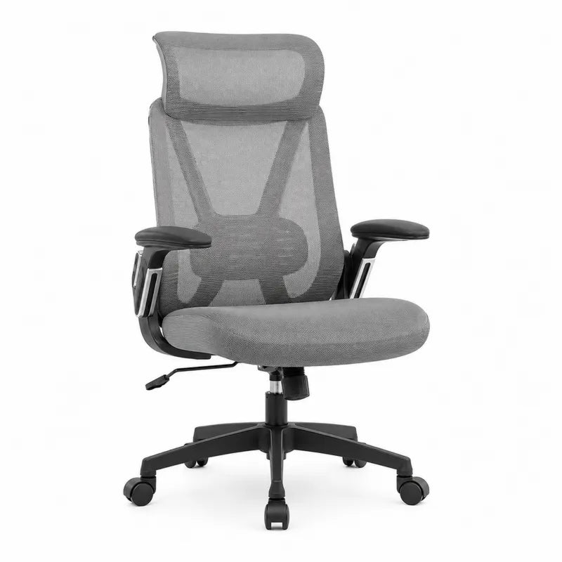 Krzesło biurowe ergonomiczne z szarym obiciem siatkowym