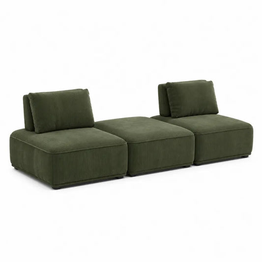 Sofa modułowa 3-częściowa z tkaniny sztruksowej zielona