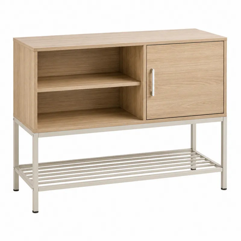 Komoda z MDF i metalem 90x40x80 cm jasny dąb
