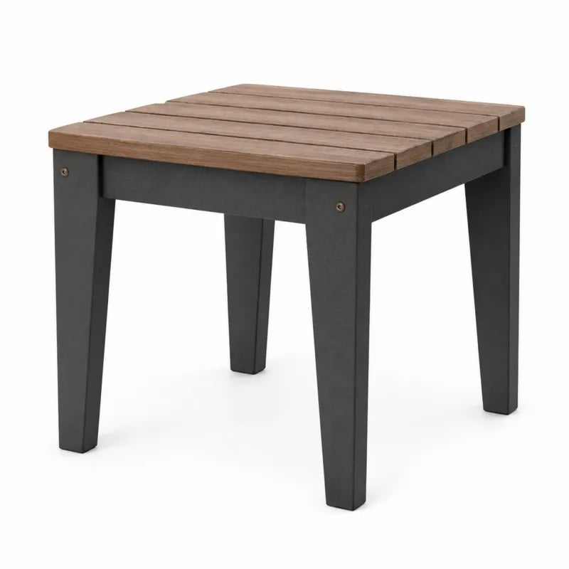Stolik z drewna akacjowego i aluminium 70 cm brązowy/czarny