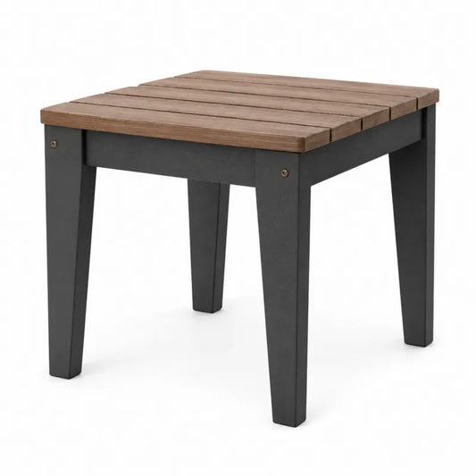 Stolik z drewna akacjowego i aluminium 70 cm brązowy/czarny