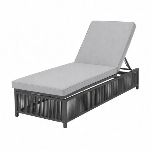 Leżak ogrodowy aluminium poliester szary