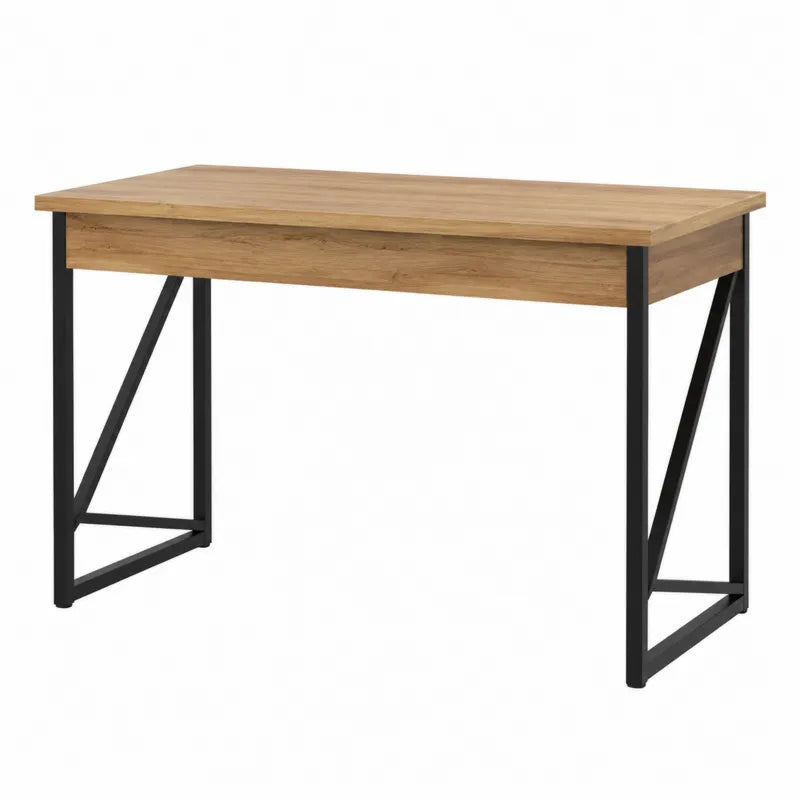 Biurko drewnopodobne i metalowe 120x60 cm dąb/czarne