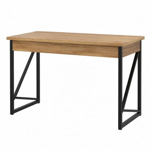 Biurko drewnopodobne i metalowe 120x60 cm dąb/czarne