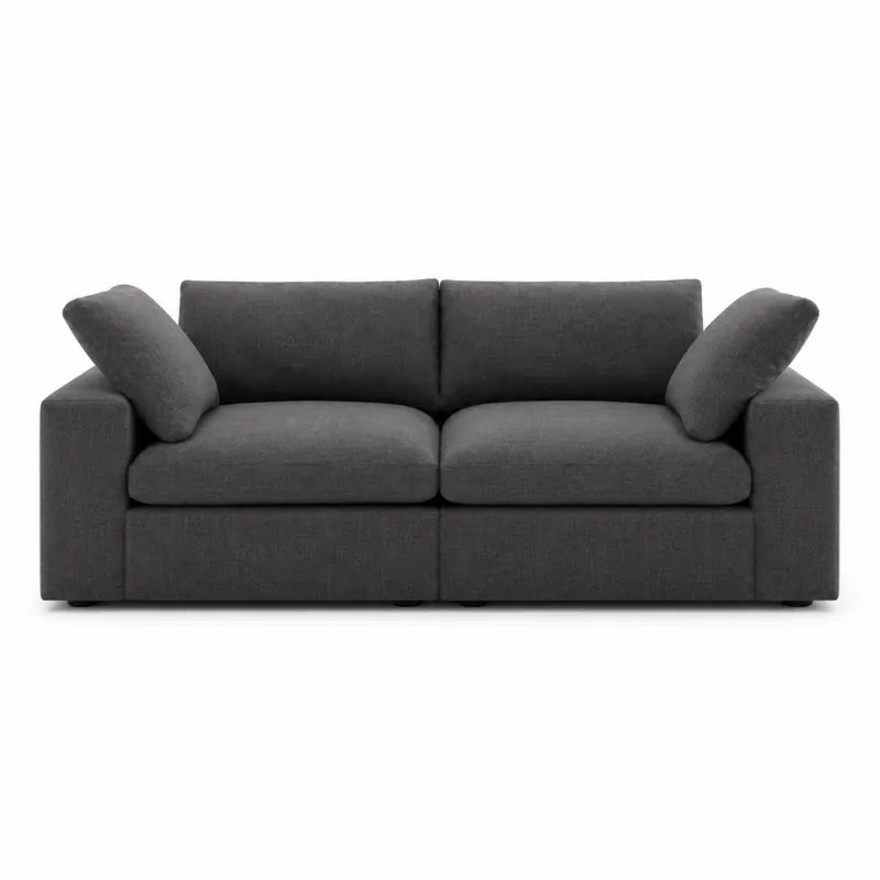Ciemnoszara sofa modułowa z tkaniny poliestrowej, szerokość 200 cm