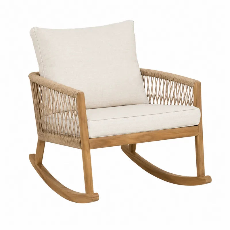 Fotel bujany z drewna teak i liny syntetycznej