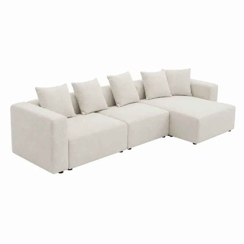 Sofa modułowa z tkaniny poliestrowej 300x150 cm beżowa