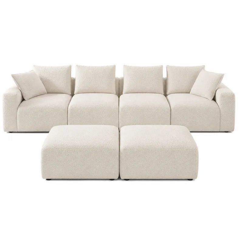 Modułowa sofa z tkaniny 5-miejscowa kremowa