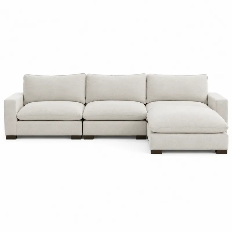 Sofa modułowa narożna z tkaniny poliestrowej 300 cm beżowa