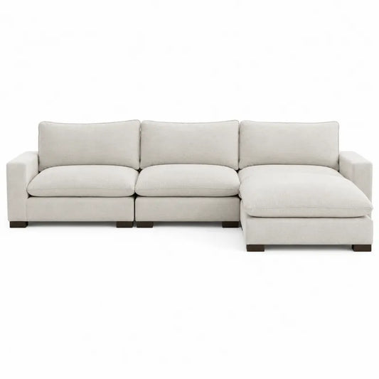Sofa modułowa narożna z tkaniny poliestrowej 300 cm beżowa