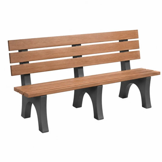 Ławka ogrodowa drewniana i plastikowa 150 cm brązowa