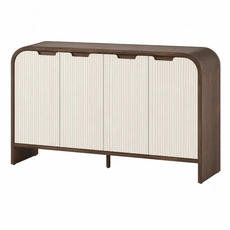 Kredens z drewna i płyty MDF w kolorze ciemnego drewna i białym 160 cm