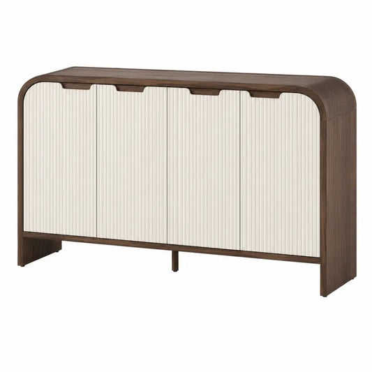 Kredens z drewna i płyty MDF w kolorze ciemnego drewna i białym 160 cm